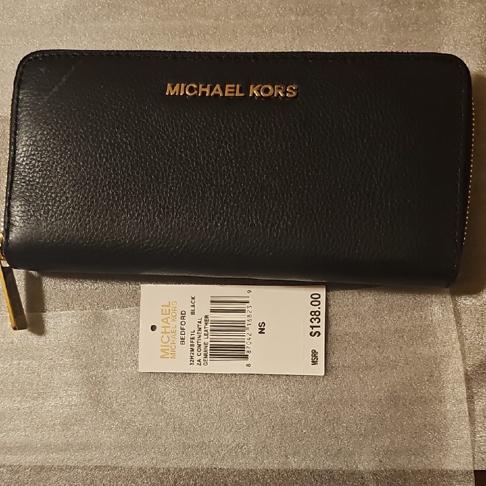 Michael Kors Black Wallet with Gold Accents